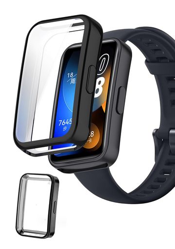 HUAWEIband8用ケースTPU製ソフトカバー全面保護HUAWEIband8専用プロテクターカバーband8対応保護カバーアクセサリー高透過率耐衝撃薄型軽量脱着簡単(ブラック)(2)