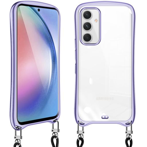 Loodoomo Galaxy A54 用の ケース ショルダー クリア SC-53D SCG21 スマホケース 耐衝撃 肩掛け(ライトパープル)