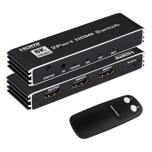 【8K HDMI 2.1 切替器】この8K HDMI切替器を使用すると、2 つの HDMI 信号源を 1 台の HDMI ディスプレイ (HDMI切替器として) に接続できます。ワンキーで画面内容を切り替えて、オフィスやエンターテイメントをより効率的にします。リモコンで切り替えることもできます。 【8K超高解像度】 8K@60Hz、4K@120Hz、1080P@240Hzの解像度をサポートし、最高48Gbpsの転送速度を提供し、以前のすべてのHDMI規格と下位互換性があります。 VRR、ダイナミック HDR、HDCP 2.3、Dolbyビジョンと組み合わせて、よりリアルな視覚効果を実現します。(▲ご注意:視覚効果を楽しむには、標準の 8K HDMI 2.1 ケーブルを接続する必要があります。製品の両端に接続されている HDMI ケーブルの長さは 3 メートルを超えてはなりません。) 【幅広い互換性】この8K@60Hz HDMI 2.1切替器分配器は最新のチップを採用しており、アルミニウム合金素材で作られており、防食構造は過熱や破損にも耐え、より耐久性があり便利です。