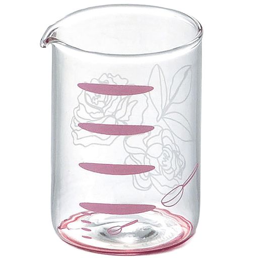 Measuring Cups - 大塚硝子「サテンローズ」メジャーカップ計量耐熱ガラスL約4cmバラ花柄透明電子レンジ食洗機対応日本製49P123-1P