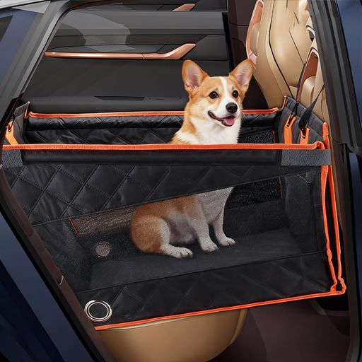 NICEUS ペットドライブボックス 犬用 車後部座席用 犬 ドライブボックス 強化底板 犬 車 シート 全車種対応 安全性防…