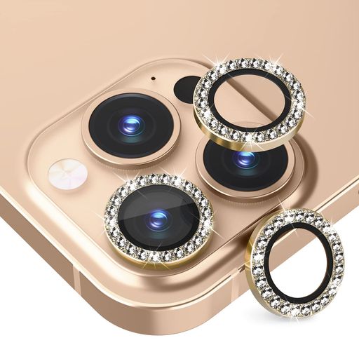 (3枚)SUOMANカメラフィルム対応IPHONE13PRO/IPHONE13PROMAX用カメラレンズ保護カバー適用アルミニウム合金+強化ガラス製キズ防止-GLOD