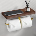 トイレットペーパーホルダー紙巻器小物置き/スマホ置き汚れに強い天板付き棚付き取り付け簡単壁掛け穴あけ不要貼り付け横から簡単取り替え天然木おしゃれ浴室耐荷重約5kgシングルフ…