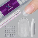 ネイルチップLOORIPROネイルチップクリア超薄型タイプ300枚セット15サイズショートオーバル型クリアチップネイルファイル付け半透明自然なフィット感母の日結...