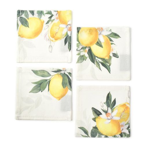 スタイルデコール(STYLEDecor)コースター綿100%おしゃれ布4枚セット洗える北欧レモンツリーW3005200