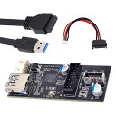NFHKシングル19/20ピンヘッダー-USB3.020ピン&Type-EデュアルポートメスPCBAタイプアダプタースプリッターハブ5Gbps