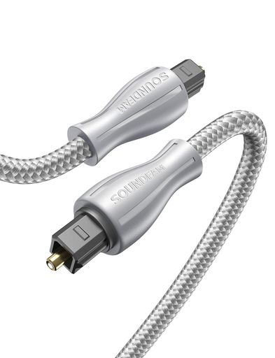 光デジタルケーブル SOUNDFAM Toslink光ケーブル 光デジタル オーディオケーブル[Hi-Fiサウンド] サウンドバー用デジタルオーディオ光ファイバーケーブル、TV-グレー(3M)