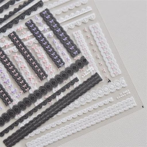 WENYUENネイルシールフローレットネイルステッカー花3枚入3Dフラワーレース刺繍DIYデコパーツ