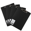 やぬき【4個セット】バインダーa4クリップボード黒クリップファイル強力事務用品文書整理携帯便利PU材質
