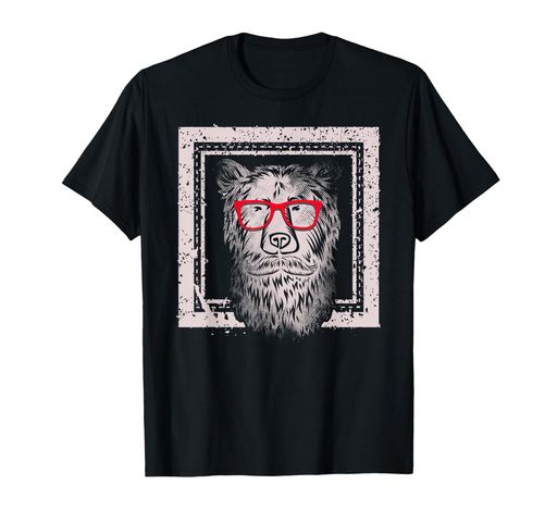 NerdyBearWithSunGlassesFramePhotoFunnyTシャツ NerdyBearWithSunGlassesFramePhotoFunnyTシャツ
