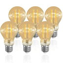 LUTWLED電球E26口金エジソン電球60W形相当6W2700K電球色エジソンバルブ620lm全方向タイプ裸電球調光器非対応PSE認証済みアンティークアンバー6個入