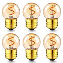 LEDエジソン電球E26口金10w相当シャンデリア電球スパイラルフィラメントミニ電球茶色2200K電球色1W70lm装飾電球調光非対応PSE認証済み6個入(3)