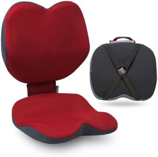 ベネポム(Benepom)FoldingCushionRed椅子に取り付けて姿勢改善一体型折りたたみクッションバッグのように持ち運びが可能