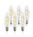 LUTW LED電球 E17口金 シャンデリア電球 40W形相当 C35 電球色 エジソン電球 LED キャンドル 4W クリアタイプ 2700K フィラメント電球 省エネ PSE認証済み 全方向 高演色性 6個入り