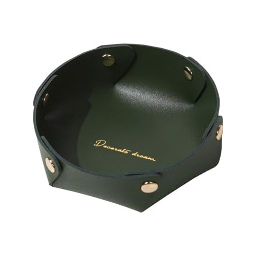 Clapoyis折りたたみレザートレイ玄関デスク小物入れ(グリーン[Lサイズ])