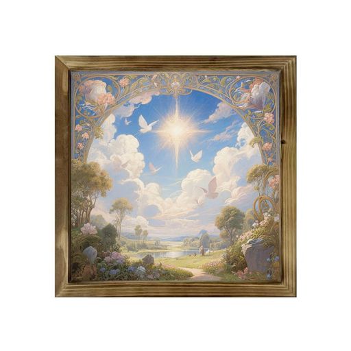 天国の天使-F木質ポスター玄関壁画壁飾り、幼稚園の装飾、木製のフレームマークは、カフェ絵画油絵アー..