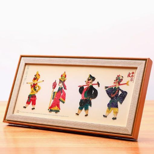 中国非物質文化遺産皮影戯アジアンインテリア手作り鏡框アート竜鳳呈祥/三国/生旦净丑/侍女楽器/西遊記..