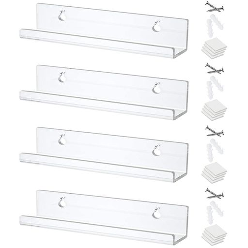 レコードラックレコード棚レコード収納4個セット透明簡単取付け30.5x4.3x4.3CM