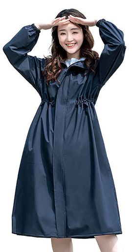 [SPRING SEAON] レインコート レディース メンズ レインポンチョ 徒歩 フード付き 防水 おしゃれ ロング丈 かわいい 軽量 カッパ 雨具 レインウエア 自転車用 大きいサイズ 多機能 通勤 通学 自転車 レインウェア ネイビー L