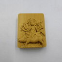 木彫り仏像【摩利支天座像】守り本尊(木製:ツゲ)懐中仏アクセサリ(高さ3.7cm、幅3cm)