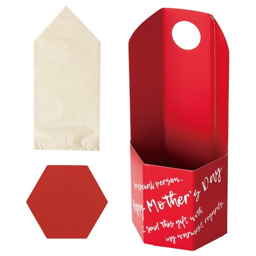 ヘッズ日本製母の日イージーフラワーペーパーボックスM赤ボックス:17x36.5(14.5)x14.7cmインナーバッグ..
