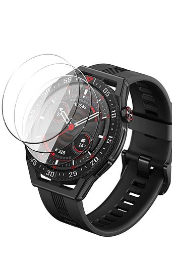 [3枚入り]HUAWEIWATCHGT3SE対応ガラスフィルムHUAWEIWATCHGT3SE用保護フィルム高透過率反射防止硬度9H防爆裂気泡ゼロ自動吸着