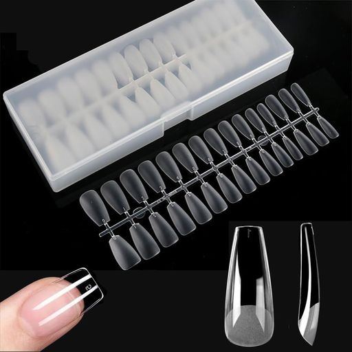 YUHENGCTネイルチップ超薄クリア長さ出しネイルアートフルカバー快適マット自然なフィット感つけ爪業務..