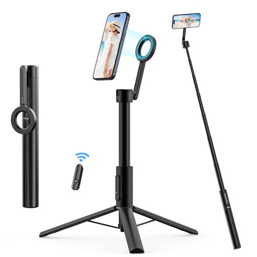 Ulanzi MagSafe式自撮り棒 超長164cm スマホ三脚 スマホホルダー MagSafeに対応 セルカ棒 磁気マグネット式 7段階伸縮 角度調整 スマホスタンド Bluetoothリモコン付 じどり棒 コンパクト
