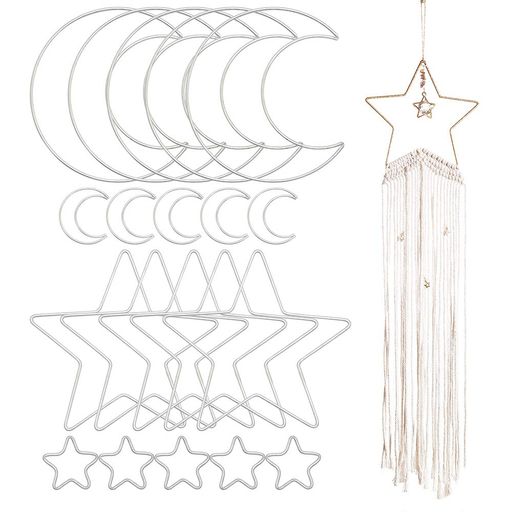 ムーンスタードリームキャッチャーメタルフープリング20個サークルマクラメDIYクラフトドリームキャッ..