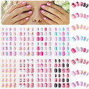LitherrS192個8箱ネイルチップ子供向けプレスオンキッズつけ爪かわいいガールズネイルのヒント女の子の手の装飾ネイル飾りネイル用品偽の爪セットマニキュアDIY