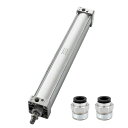 Heschen空気圧標準エアシリンダ、SC63-450、G3/8インチポート、口径63mm(2.5インチ)、ストローク450mm、複動式
