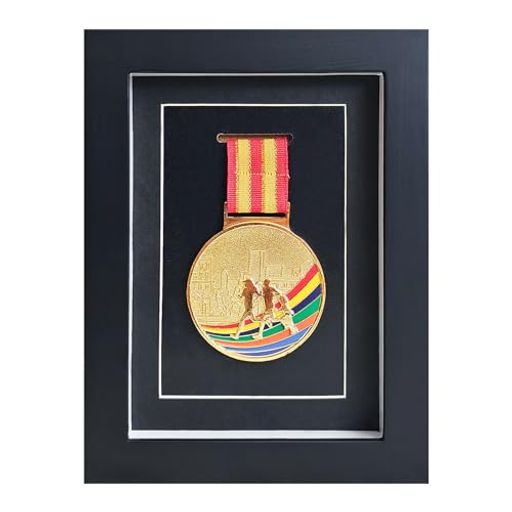 メダルディスプレイケース-6x8インチブラック木製メダルシャドーボックスガラス前面ミリタリーメダルデ..