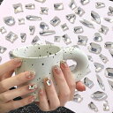 ネイルラインストーン18種類ガラスクリスタルホワイトネイルチャームストーン50個セットネイルパーツネイルストーン5-10mm(透明(多種)-A)