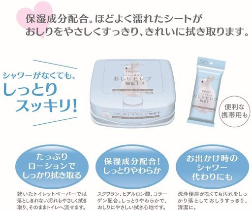 【まとめ買い】ネピアおしりセレブWET詰替え60枚×2 (2個)