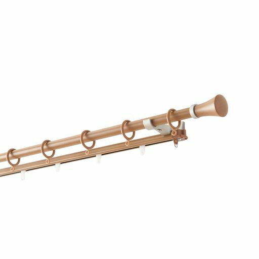 トーソーカーテンレール1.2m~2.0mミディアム木目ダブル伸縮式ポールリングランナー30009553