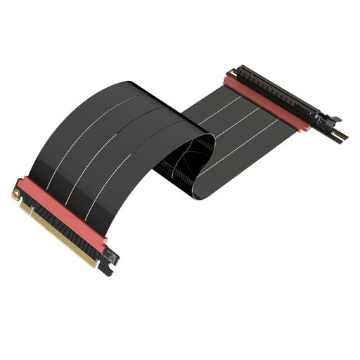 LINKUP - AVA5 PCIE 5.0 ライザーケーブル | RTX5090 RX9070 GPUに対応 | x16 128GB/s速度 | PCIe 4.0 & WRX80/WRX90Eと互換性あり | 左角 ブラック 28cm(全長 32cm)