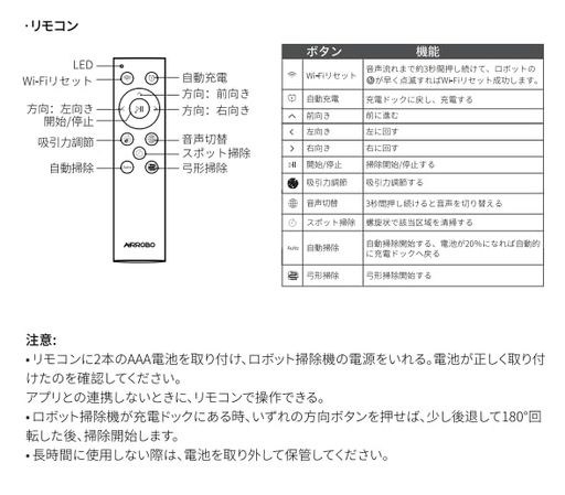 P20 ロボット掃除機 リモコン