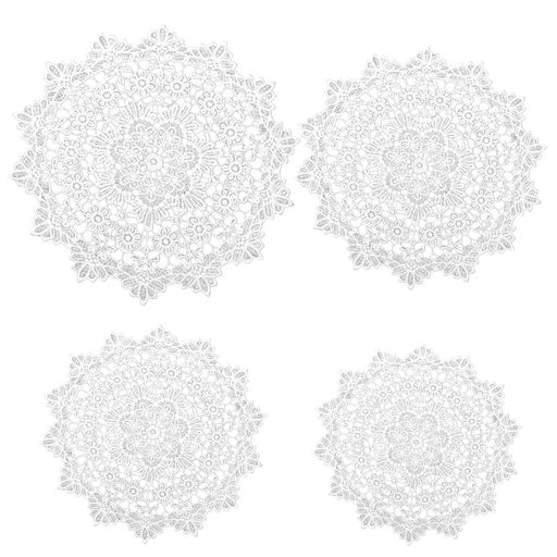 【製品仕様】桜 白抜き ドイリーマット15cm、20cm、25cm、30cmの各サイズ1枚、計4枚が含まれます。白い桔梗の模様、色々な場所に適用します。 【優れた素材】桜 白抜き 花瓶敷きは高品質ポリエステル素材を使用して作られており、破れにくく耐久性に優れています。精巧な縫製技術で丁寧に仕上げられ、仕上がりが美しく、長期間ご使用いただけます。 【精巧な職人技】桜 白抜き テーブルセンターマットは、クラシックな桔梗の花をモチーフに、精巧なレース編みで仕上げられています。柄の輪郭がくっきりとし、立体感に優れ、しなやかで心地よい触り心地が特徴です。お部屋の空間にロマンチックで上品な雰囲気を添えます。 【雰囲気を演出】桜 白抜き このプレースマットは、雰囲気づくりの知恵が詰まったアイテムです。普段の食卓に置けば、食事の時間にほっとした潤いをプラス。花瓶の下に敷けば、お花の美しさを引き立てます。また、ちょっとした背景布として小物を載せたり、写真の撮影用小物として使ったりするだけでも、その細やかな風合いと柔らかな色合いが、シーンの質をぐっと高めてくれます。