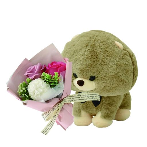 ポピー名古屋ソープフラワーシャボンフラワー造花ギフトプレゼントブーケバラ花束約26.5cmぬいぐるみク..