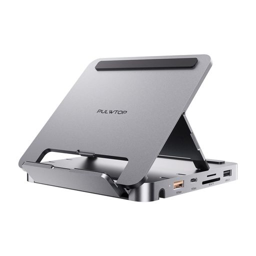 PULWTOP9in1iPadドッキングステーションUSB-Cハブ折り畳み式タブレットスタンドHDMI4K@60Hz+SSDスロッ..