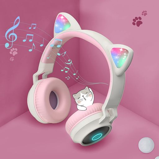 ネコ耳ヘッドフォンBluetoothヘッドホン折り畳み式Bluetooth5.0LED付きキラキラ虹色変換マイク内蔵TFカード柔らかい密閉型通話可能有線無線兼用サイズ調節可能子供用大人用可愛いクリスマス…