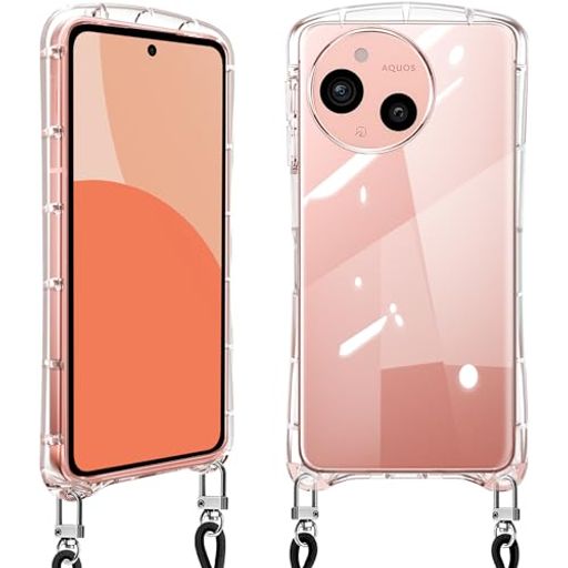 AQUOSSense10Sense9用ケースクリアショルダーsense109SH-53F/SH-M33/SH-53E/SHG14/SH-M29アクオスセンス10/9スマホケースカバー耐衝撃全透明肩掛け首掛け