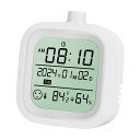 VLEJEARIデジタル目覚まし時計バッテリークロックトラベルクロックカレンダー目覚まし時計デスククロックシャワールーム時計壁掛け時計温度計湿度計付き(ホワイト)