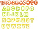 タイガークラウンクッキー型オレンジイエローグリーン47x38x12mmクッキー抜アルファベット&数字ポリプロピレン抜型文字75136個入