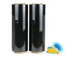 BOMEIPACK2パックブラックストレッチラップ工業用強度プラスチックハンドル付き15インチx1500フィート70ゲージプラスチックパレット用品丈夫で自己粘着梱包、移動、高耐久シュリンクフィ…