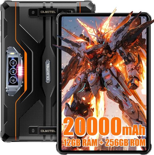 OUKITEL RT8 防水タブレット 20000MAHバッテリー+33W PD急速充電、HELIO G99 8コアプロセッサ 2.2 GHZ、32MP+48MP高精細カメラ+12GB RAM(6+6RAM 拡張) + 256GB ROM +