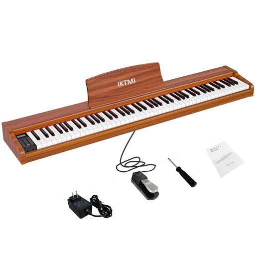 ✔️【フルサイズ88鍵盤電子ピアノ】アコースティックピアノをシミュレートした88鍵電子キーボード。グランドピアノの代替として最適な鍵盤楽器です。ピアノ本体、譜面台、シングルペダル、アダプター、日本語説明書サイズ/約幅128.6cmx奥行き24.8cmx高さ9.6cm/重量7.2kg。 ✔️【強力な音源】この電子ピアノは先進的なフランスのDREAM音源を採用し、本物のアコースティック電子ピアノの音色を演奏することができます。鍵盤を弾く強さをコントロールして音の強さを表現でき、ピアノが敏感に反応し、最大128ポリフォニーとサスティンペダルは、あなたの感情をよりよく表現するのに役立ちます。 ✔️【MIDI対応】この電子ピアノは互換性が高く、iPadや携帯電話に接続できます。88鍵電子ピアノ、128音階、100音階、88デモトラックは、デュアルスピーカー内蔵。初心者が電子ピアノで自分の演奏を録音して練習し、学習経験を向上させるのに最適です。ヘッドフォンモードで、他の人に邪魔されずに練習できます。