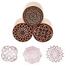 OLYCRAFT 3個3種類 陶芸スタンプ 50MM 木製スタンプ 花柄 印花スタンプ 粘土 印花 月餅 陶芸用品 DIY月餅ツール 大柄 葉柄 日記 スクラッ...