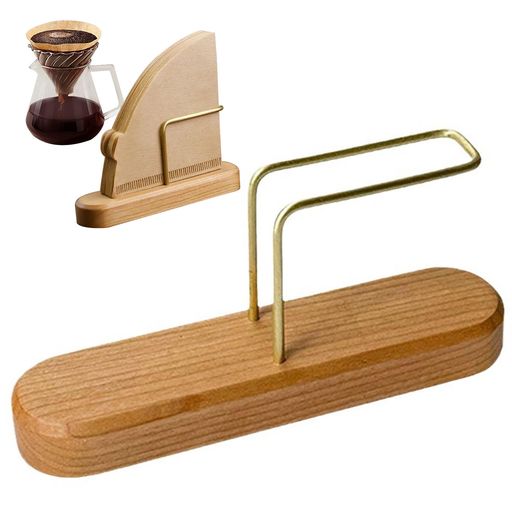 コーヒーフィルターホルダー木製コンパクトスタンドコーヒー器具ペーパー整理収納省スペース(薄い色)