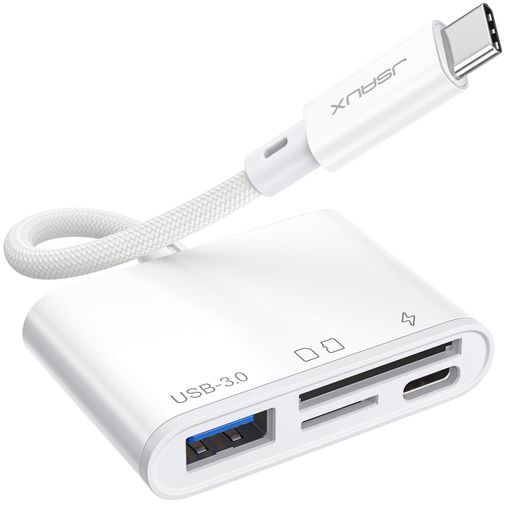 4イン1USBCSDカードリーダーJSAUXUSB-CMICROSDカードリーダー(USB3.0&充電)ポート付きIPHONE16/16PLUS/16PRO/16PRO